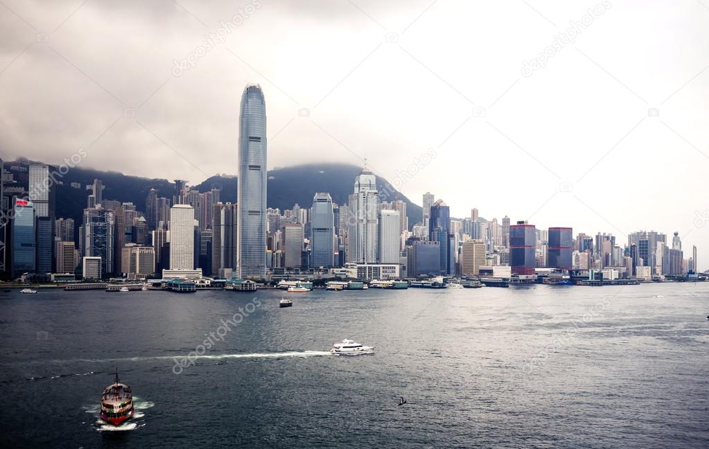 Hong Kong city buildings and river