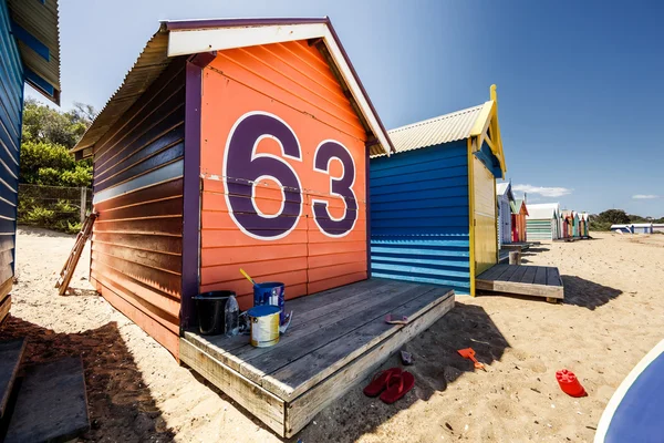 Brighton baai beachhouses — Stockfoto