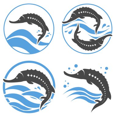 Sturgeon Fish ambar logosu tişört baskısı balıkçı siyah havyar deniz balığı seti