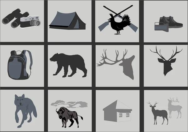 Conjunto de iconos de caza — Archivo Imágenes Vectoriales