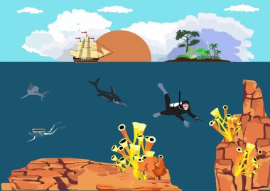 Sualtı dünyasını vektör çizim