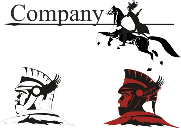 Antik Yunanistan savaşçılar logo tasarım vektör çizim