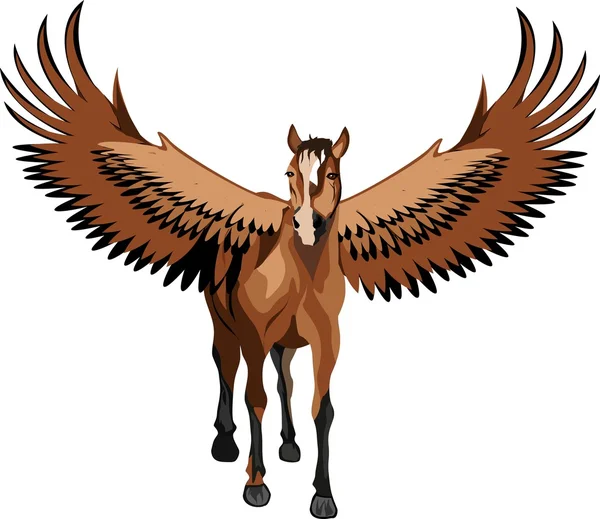 Mito di Pegaso cavallo alato isolato su illustrazione vettoriale bianca — Vettoriale Stock