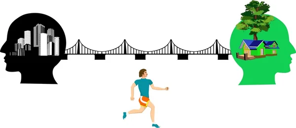 Şehirlerden köylere kaçmak. Kavram vektör görüntü