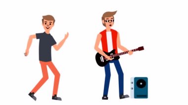 Gitarist ve dansçı adam 2D animasyon