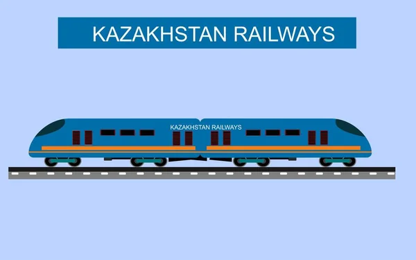 Treni Vista Laterale Vettore Logistico Logo Dell Azienda Ferroviaria Kazakhstan — Vettoriale Stock