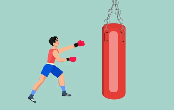 Boxer Raakt Peer Platte Vector Illustratie — Stockvector