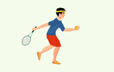 Tenisçi çocuk oyun için hazır, çizgi film vektörü