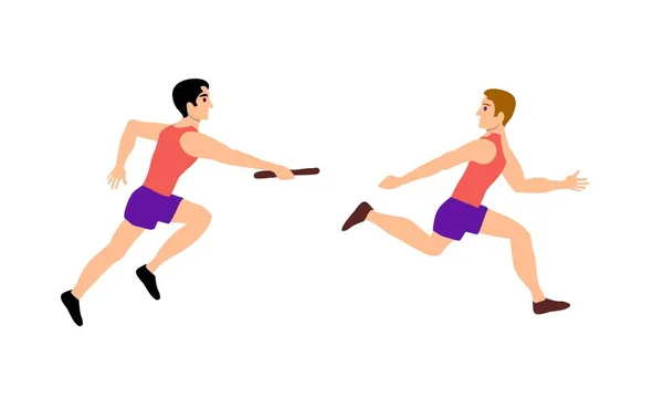 Štafetový Závod Maratonští Běžci Vektorová Ilustrace — Stockový vektor