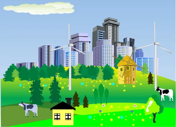 Kırsal ve büyük şehir manzaralı