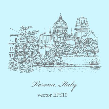 Verona. İtalya vintage vektör çizim