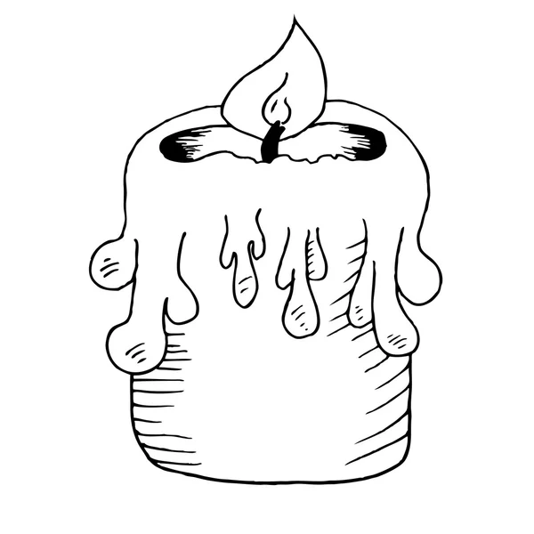 Brennende Kerze handgezeichnete Illustration. — Stockvektor