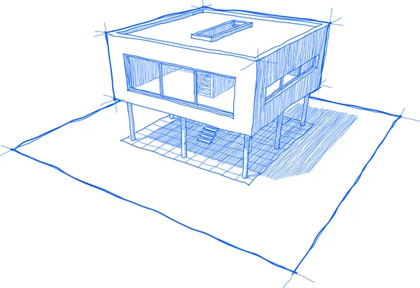 Croquis maison moderne — Image vectorielle