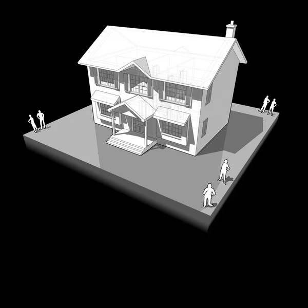 Diagrama de una casa colonial clásica — Vector de stock