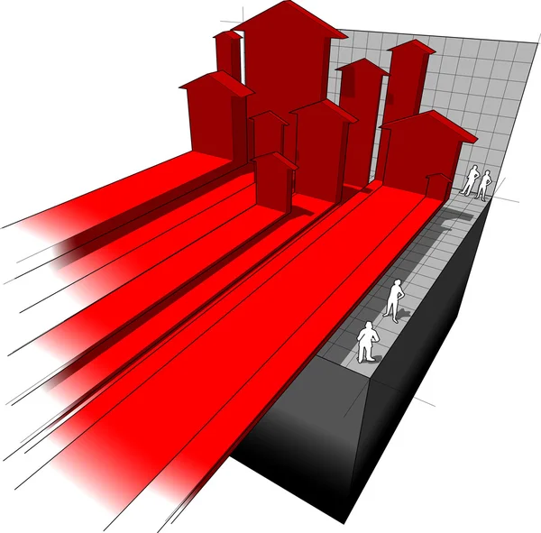 Diagram met vele stijgende business pijlen — Stockvector