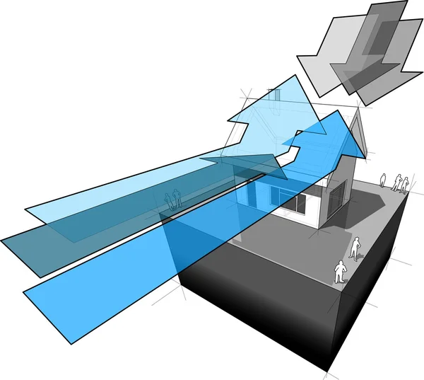 Vrijstaand huis en weer pijlen — Stockvector
