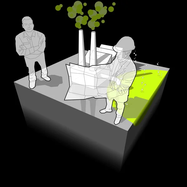 Diagrama de poluição industrial com arquiteto e cliente —  Vetores de Stock