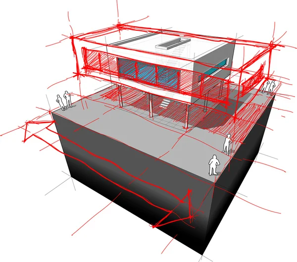 Diagramme d'agrandissement de maison moderne — Image vectorielle