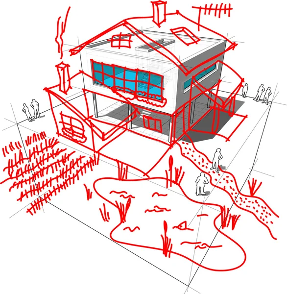 Modernt hus redesign diagram — Stock vektor