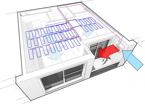 Appartement avec refroidissement au plafond — Image vectorielle
