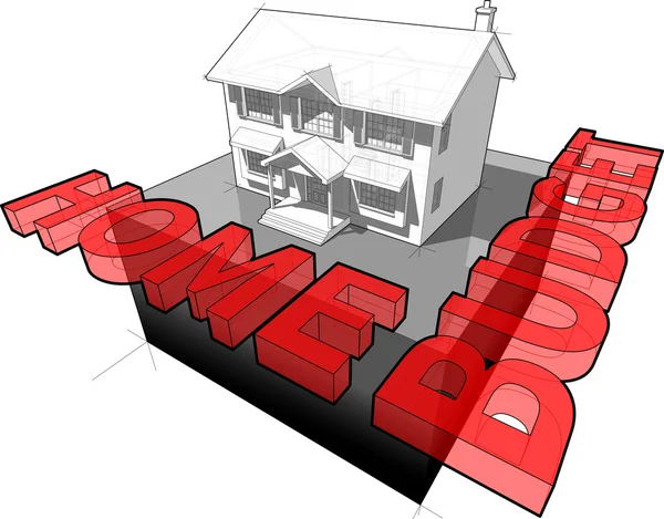 Klassieke koloniaal huis en Home begroting ondertekenen — Stockvector