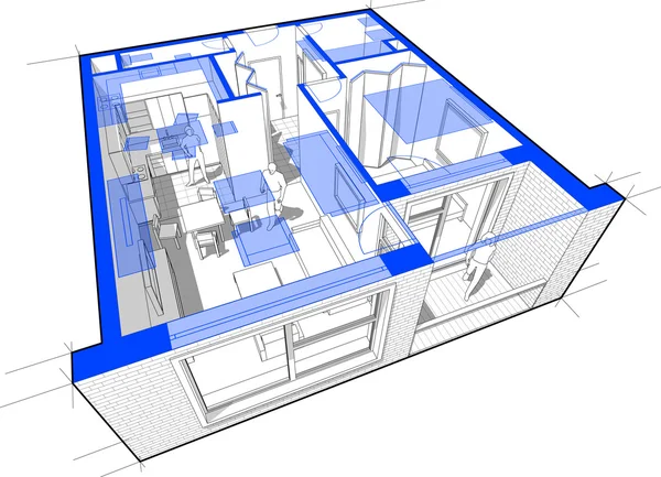 Appartement diagram — Stockvector