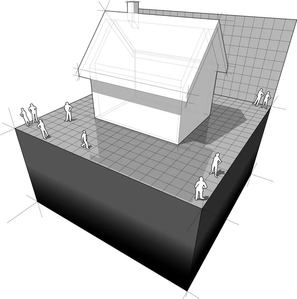 Vrijstaand huis diagram — Stockvector