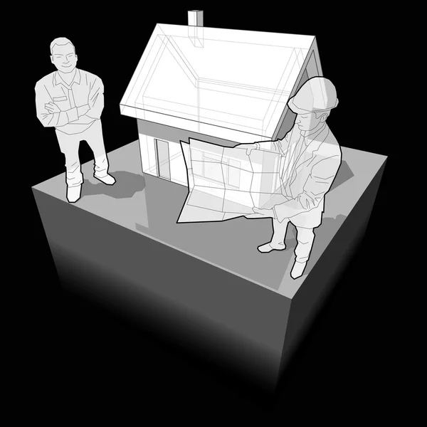 戸建住宅を建築家と顧客の図 — ストックベクタ