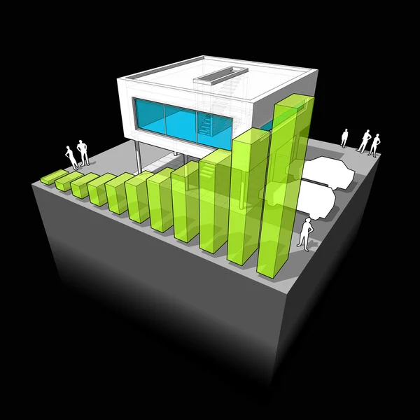 Modernes Haus und grünes Geschäftsdiagramm — Stockvektor