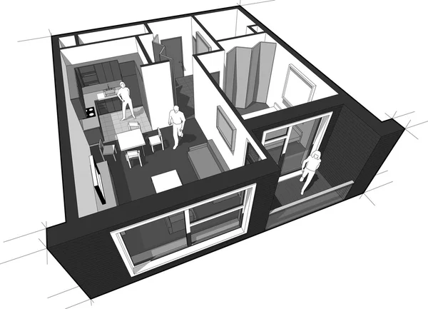 Schéma d'appartement moderne — Image vectorielle