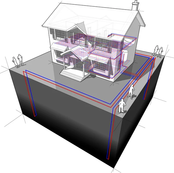 Marken källa värmepump diagram — Stock vektor