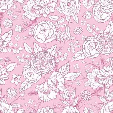 farklı çiçekler ile Seamless Modeli. 