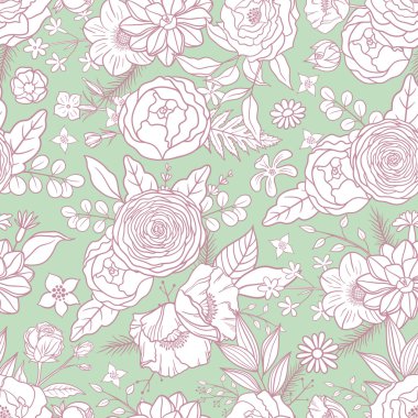 farklı çiçekler ile Seamless Modeli. 