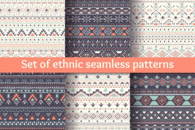 Altı etnik Dikişsiz desen seti.