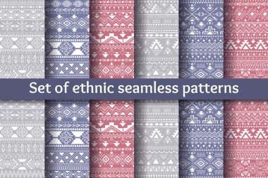 Altı etnik Dikişsiz desen seti.