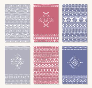 Altı kart, etnik tasarım seti.
