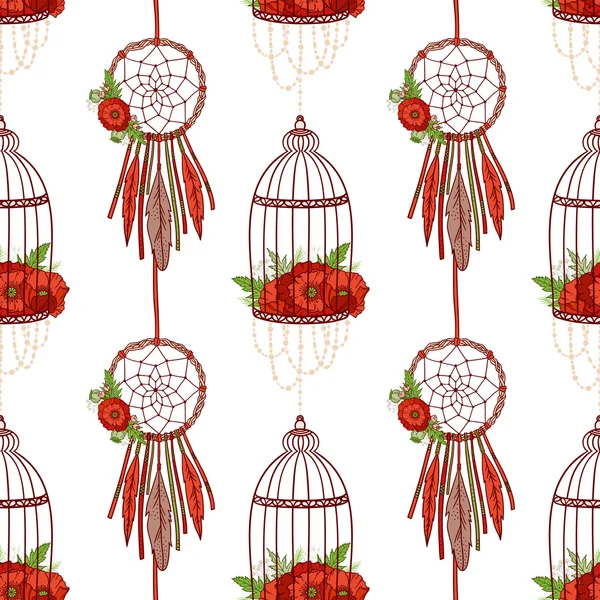 Rüya cathers ile dikişsiz desen, kafeslerde haşhaş.