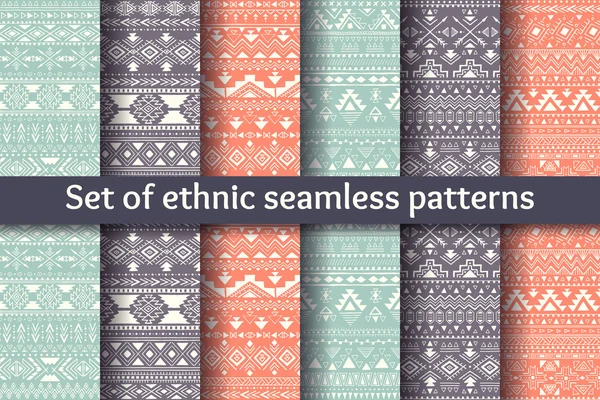 Set of six ethnic seamless patterns. — Stock Vector