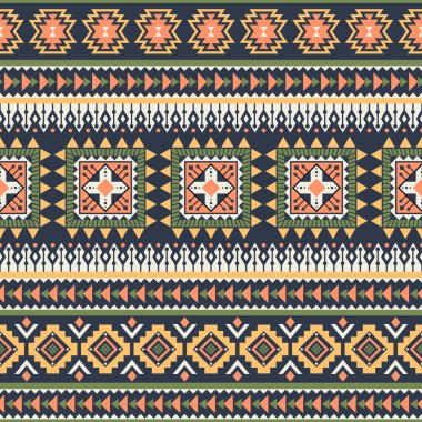 Kabile çizgili, pürüzsüz desen. Aztek geometrik vektör arkaplanı. Tekstil tasarımında, giysi, aksesuar, dekoratif kağıt, ambalaj, zarf, sırt çantası vs. yapımında kullanılabilir..