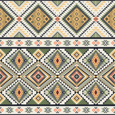 Kabile çizgili, pürüzsüz desen. Aztek geometrik vektör arkaplanı. Tekstil tasarımında, giysi, aksesuar, dekoratif kağıt, ambalaj, zarf, sırt çantası vs. yapımında kullanılabilir..