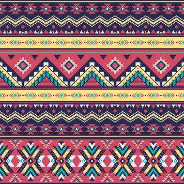 Kabile çizgili, pürüzsüz desen. Aztek geometrik vektör arkaplanı. Tekstil tasarımında, giysi, aksesuar, dekoratif kağıt, ambalaj, zarf, sırt çantası vs. yapımında kullanılabilir..