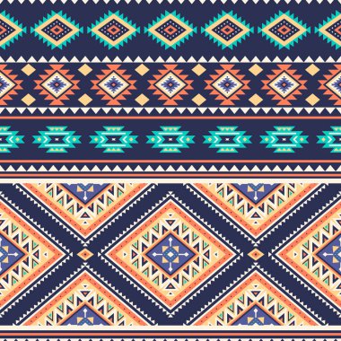Kabile çizgili, pürüzsüz desen. Aztek geometrik vektör arkaplanı. Tekstil tasarımında, giysi, aksesuar, dekoratif kağıt, ambalaj, zarf, sırt çantası vs. yapımında kullanılabilir..