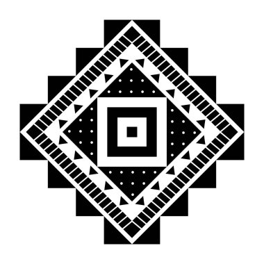 Aztek vektör elementi, etnik süs. Kabile tasarımı, dövme, logo, kartlar, dekoratif eserler için geometrik sembol. Navajo motifi, beyaz arkaplanda izole.