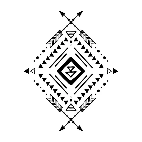 アステカのベクトル要素は 民族の手の装飾を描いた 三角形のデザイン タトゥー カード 装飾紙のための幾何学的なシンボル 白を基調としたナバホのモチーフ — ストックベクタ
