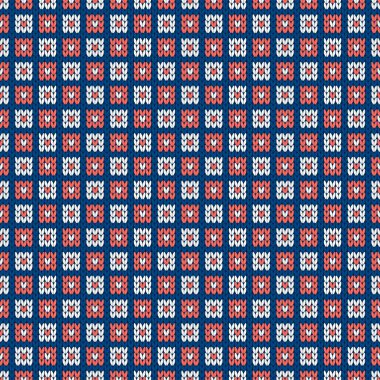 Kış örgü deseni. İskandinav tarzı süs. Tatil geçmişi. Şebeke desenli, dikişsiz yün desenli. Vektör illüstrasyonu.