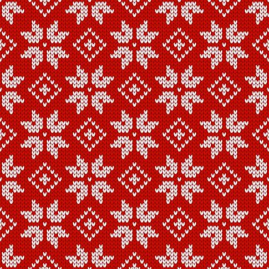 Noel ve yeni yıl geleneksel dikişsiz kar taneleri desenli. Norveç tarzı süveter. Yün dokusu. Vektör çizimi. Tatil arkaplanı.