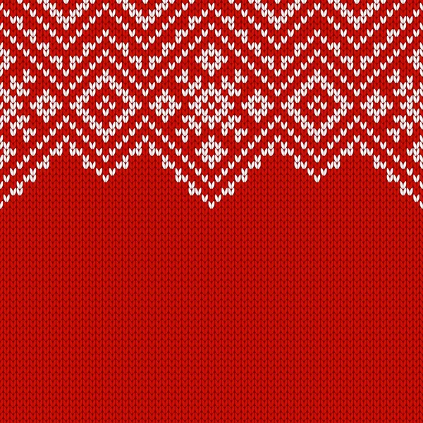 ニットウェアの質感 テキストのための空の場所を持つテンプレート 休日のデザインのための伝統的な季節のシームレスな背景 スノーフレークと冬ニットウールセーターパターン クリスマスベクトルイラスト — ストックベクタ