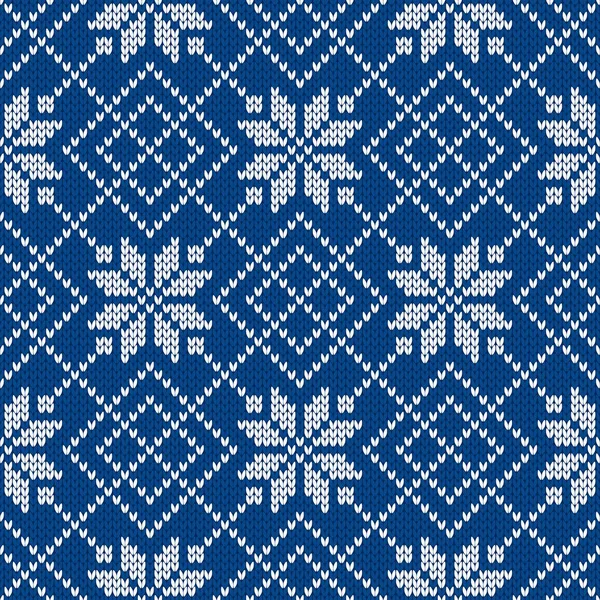 Wintervakantie Ornament Met Sneeuwvlokken Kerst Nieuwjaar Wol Gebreide Trui Naadloos — Stockvector