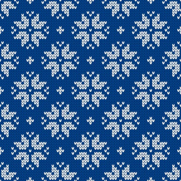 Christmas New Year Traditional Knitted Seamless Pattern Snowflakes Norwegian Style — Stock Vector