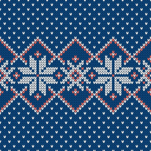 Scandinavian Knitted Seamless Pattern Norwegian Native Style Sweater Ornament Snowflakes — Stock Vector